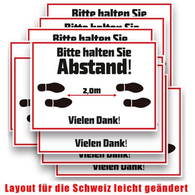 Aufkleber "Abstand halten" im Format DIN A3 - Set bestehend aus 10 Stück Monomere SK-Folie - matt laminiert - SK-Abstand A3-Set CH Aufkleber "Abstand halten" im Format DIN A3 - Set bestehend aus 10 Stück Monomere SK-Folie - matt laminiert - SK-Abstand A3-Set CH