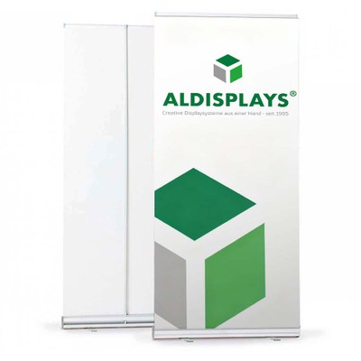 Bannerdisplay RollUp - BASIC Sichtformat: 1.000 x 2.000 mm bestehend aus System,  Aluminiumstange, - roll-up-basic-1000