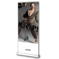 Bannerdisplay Roll-Up - DESIGN Bannermaß: 1.200 x 2.100mm (BxH) mit Klemmleiste oben - Roll-Up-DESIGN-Uebersicht