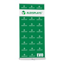 Bannerdisplay RollUp - EVO120 Sichtformat: 1.200 x 2.200 mm Verchromte Seiten u. Standfüße, 2 Teleskopstangen, - roll-up-evo_120