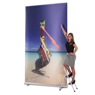 Bannerdisplay RollUp - MAX Bannersichtmaß: 1.500x2.700mm mit Teleskopstangen für flexible Höhen - Roll_up Maximus 1500