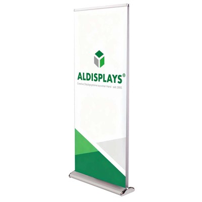 Bannerdisplay RollUp - Design 85 Double Sichtformat: 850 x 2.000 mm Verchromte Seiten und Standfuß, Teleskopstange, - Roll Up Design Double 850 Bannerdisplay RollUp - Design 85 Double Sichtformat: 850 x 2.000 mm Verchromte Seiten und Standfuß, Teleskopstange, - Roll Up Design Double 850