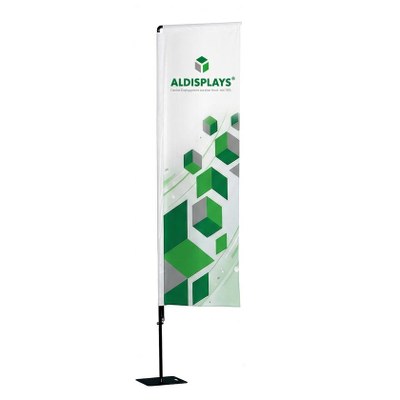 BeachFlag "Square" Größe L beidseitig Bst. aus Alu-Mast-System und Transportbeutel 4/4c Digitaldruck blickdichtes PES (B1) - Beachflag Square L