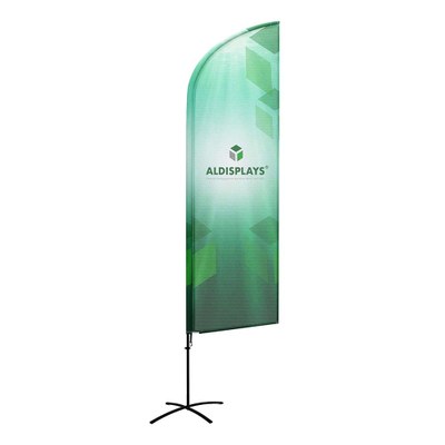 BeachFlag "Wing-Form" Gr. L einseitig Bst. aus Alu-Mast-System und Transportbeutel 4/0c Digitaldruck Fahnenstoff (B1) - Beachflag Wing-Form L