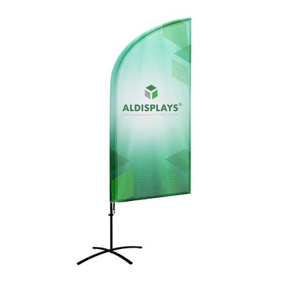BeachFlag "Wing-Form" Gr. S beidseitig Bst. aus Alu-Mast-System und Transportbeutel 4/4c Digitaldruck blickdichtes PES (B1) - Beachflag Wing-Form S