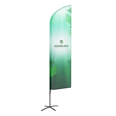BeachFlag "Wing-Form" Gr. XL beidseitig Bst. aus Alu-Mast-System und Transportbeutel 4/4c Digitaldruck blickdichtes PES (B1) - Beachflag Wing-Form XL