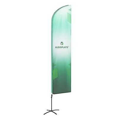 BeachFlag "Wing-Form" Gr. XXL einseitig Bst. aus Alu-Mast-System und Transportbeutel 4/0c Digitaldruck Fahnenstoff (B1) - Beachflag Wing-Form XXL