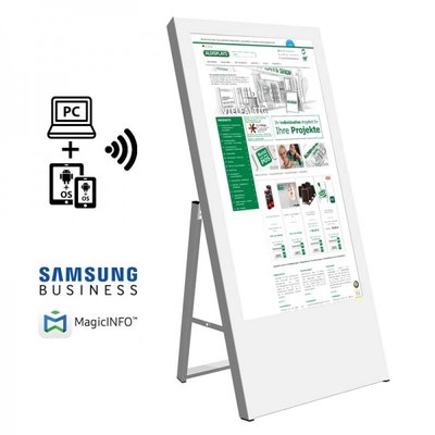 Digitaler Kundenstopper Ausführung: weiss - einseitig 43 Zoll - digitaler kundenstopper 43 zoll weiss start mit logo Digitaler Kundenstopper Ausführung: weiss - einseitig 43 Zoll - digitaler kundenstopper 43 zoll weiss start mit logo