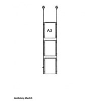 Drahtseilsystem Acryl Deckenabhängung zum Abhängen von der Decke Format: 3x A3 (297x420 mm) HOCHFORMAT - da-d-3xa3 - drahtseilsystem 3x din a3 hochformat decke