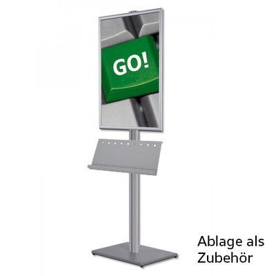 Infoständer MONO DIN A1 - Ausführung: einseitig OHNE Ablage mit 1x Klapprahmen DIN A1 25er Profil Gehrung - infost_nder-mono-format-dina1_1 Mit Ablage Zubehör