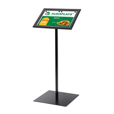 Menüständer 2x DIN A4 Einlegeformat: 2x1 DIN A4 Menükasten u. Pfosten aus Alu, schwarz eloxiert - Menü-Board schwarz ALDISPLAYS Menü 1.webp