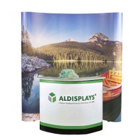 Pop-Up Magnet Easy 2x3 gebogen Variante mit großem Transportkoffer Gebogenes 2x3 Felder-System mit Magnetschienen, - Pop-Up Easy 2x3 mit Theke groß