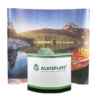 Pop-Up Magnet Easy 3x3 gebogen Variante mit großem Transportkoffer Gebogenes 3x3 Felder-System mit Magnetschienen, - Pop-Up Easy 3x3 mit Theke groß