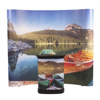 Pop-Up Magnet Easy 3x3 gebogen Variante mit kleinem Transportkoffer Gebogenes 3x3 Felder-System mit Magnetschienen, - Pop-Up Easy 3x3 mit Theke small