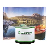 Pop-Up Magnet Easy 4x3 gebogen Variante mit großem Transportkoffer Gebogenes 4x3 Felder-System mit Magnetschienen, - Pop-Up Easy 4x3 mit Theke groß