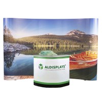 Pop-Up Magnet Easy 5x3 gebogen Variante mit großem Transportkoffer Gebogenes 5x3 Felder-System mit Magnetschienen, - Pop-Up Easy 5x3 mit Theke groß