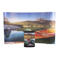 Pop-Up Magnet Easy 5x3 gebogen Variante mit kleinem Transportkoffer Gebogenes 5x3 Felder-System mit Magnetschienen, - Pop-Up Easy 5x3 mit Theke small