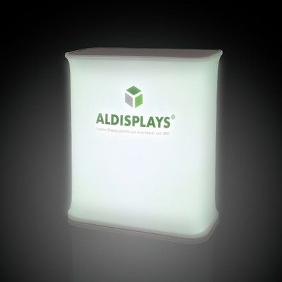 Promotiontheke Pull-Up Textil mit Beleuchtung Format: 795 (B) x 1.005 (H) x 395 (T) cm werkzeuglose Montage mit Federsystem - Promotiontheke Pull-Up Textil Leuchtend 3