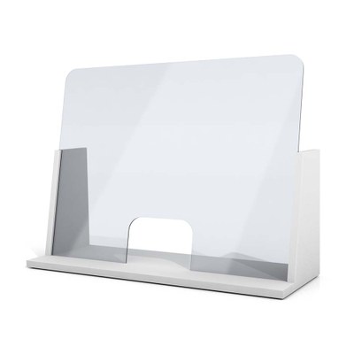 Acrylschutzwand als Spuckschutz Seitenwände und Boden aus 25mm Dekospan mit ABS-Anleimern in weiss mit Ablage & Durchreiche - Spuckschutz CH Frontal ws Acrylschutzwand als Spuckschutz Seitenwände und Boden aus 25mm Dekospan mit ABS-Anleimern in weiss mit Ablage & Durchreiche - Spuckschutz CH Frontal ws
