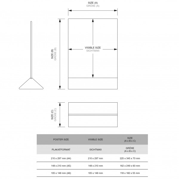 Dispenser-Tisch-Aufsteller-DINA4-Hochformat-SEA01-3-Zeichnung 1
