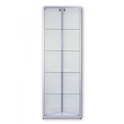 Vitrine Modell 7 - Eckvitrine Maße: 500/500x2.000mm (BxTxH) Vitrinen-Korpus aus halbrunden Aluminium- - Vitrinen-Modell-7 Vitrine Modell 7 - Eckvitrine Maße: 500/500x2.000mm (BxTxH) Vitrinen-Korpus aus halbrunden Aluminium- - Vitrinen-Modell-7