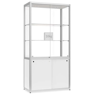 Vitrine Modell 500 - Standvitrine mit Unterschrank Masse: 1.000x500x2.000mm (BxTxH) Vitrinen-Korpus aus halbrunden Aluminium- - Vitrine Modell 500 Vitrine Modell 500 - Standvitrine mit Unterschrank Masse: 1.000x500x2.000mm (BxTxH) Vitrinen-Korpus aus halbrunden Aluminium- - Vitrine Modell 500