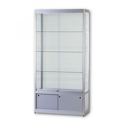 Vitrine Modell 6 - mit Unterschrank Maße: 1.000x400x2.000mm (BxTxH) Vitrinen-Korpus aus halbrunden Aluminium- - Vitrinen-Modell-6 Vitrine Modell 6 - mit Unterschrank Maße: 1.000x400x2.000mm (BxTxH) Vitrinen-Korpus aus halbrunden Aluminium- - Vitrinen-Modell-6