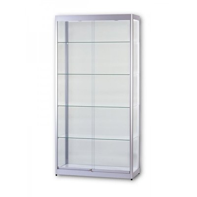 Vitrine Modell 5 - Standvitrine Maße: 1.000x400x2.000mm (BxTxH) Vitrinen-Korpus aus halbrunden Aluminium- - Vitrinen-Modell-5 Vitrine Modell 5 - Standvitrine Maße: 1.000x400x2.000mm (BxTxH) Vitrinen-Korpus aus halbrunden Aluminium- - Vitrinen-Modell-5